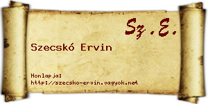 Szecskó Ervin névjegykártya