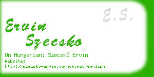 ervin szecsko business card